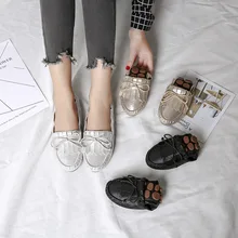 Женские туфли на плоской подошве, большие размеры 41, 42 Лоферы на мягкой подошве с кисточками и бантиком в стиле ретро, корейские однотонные Туфли с круглым носком, zapatillas mujer femme