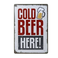 Cold Beer Here Painting Tin Sign Bar Pub Home Wall Decor Retro Metal Art Poster St. Patrick Day