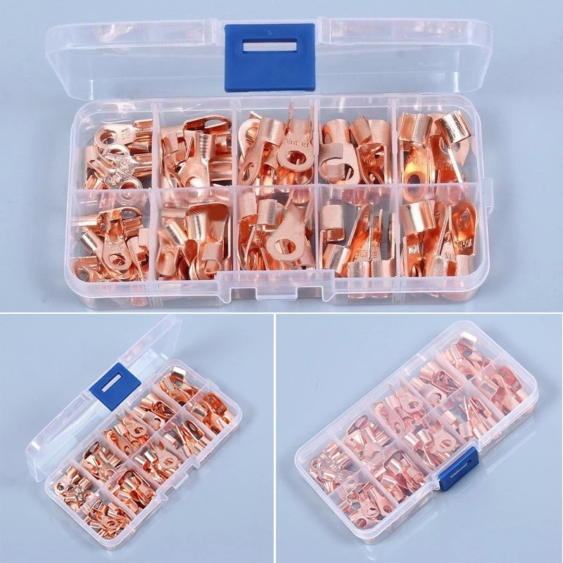

70pcs/box Cable Copper Connector Mayitr Cable Wire Terminal Connector OT Open Copper Lugs 10/20/30/40/50A