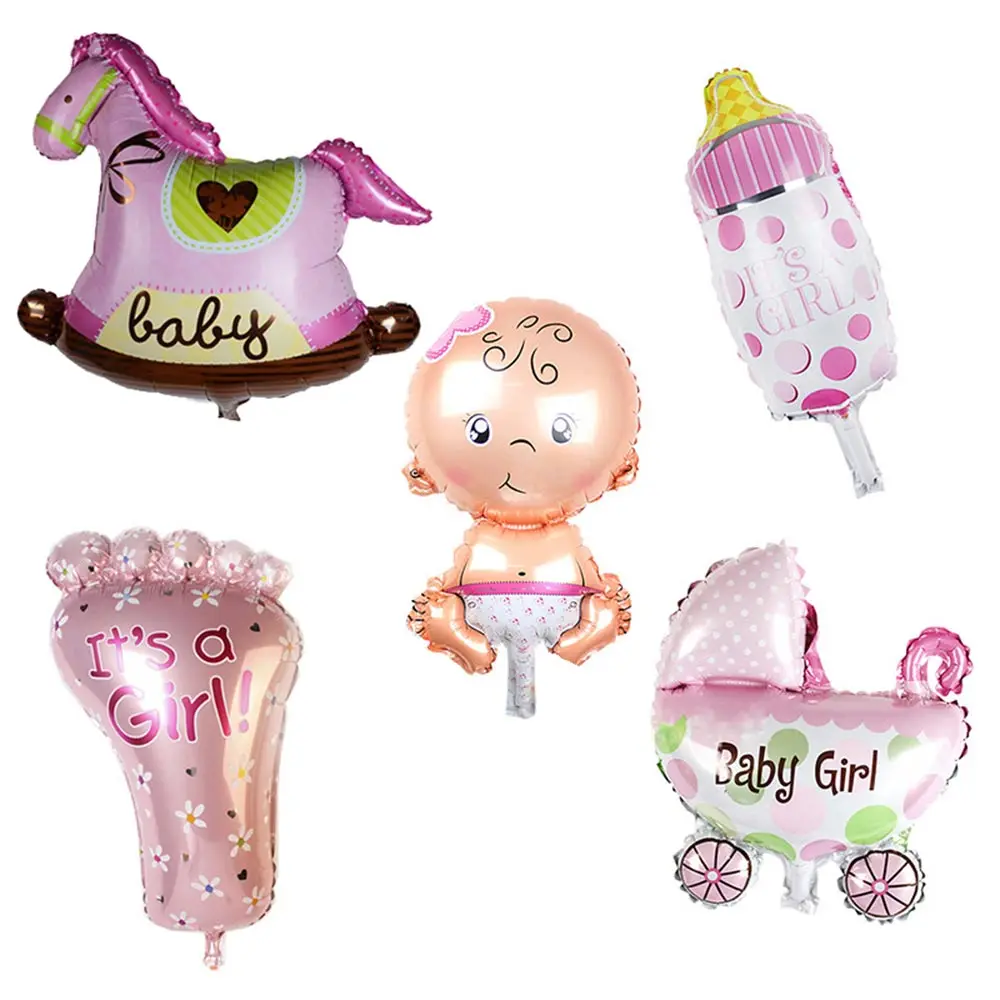 

5Pcs/Set Boy Girl Stroller Bottle Foil Mylar Balloons For Party Baby Shower