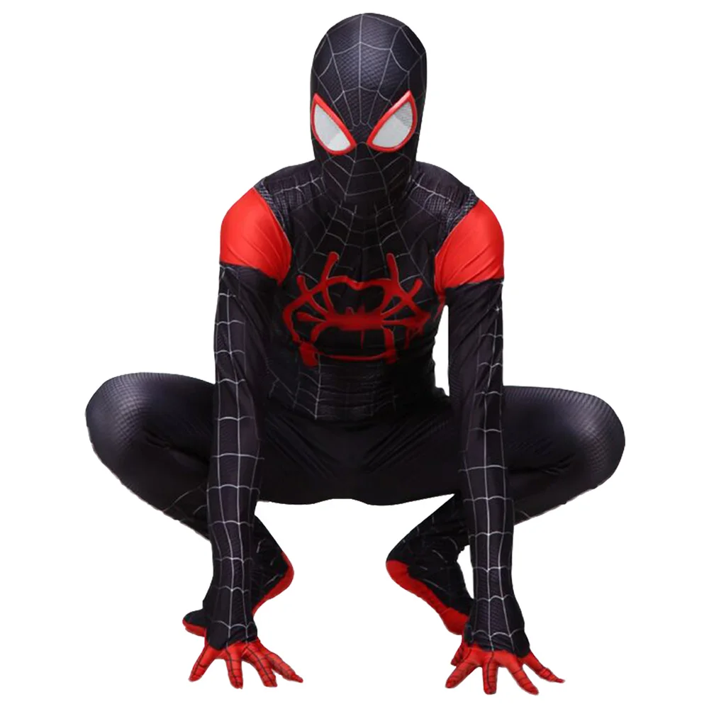 Яд косплей Человек-паук в Spider-Verse Косплей Symbiote Miles Morales Комбинезон Костюм Супергероя человека-паука