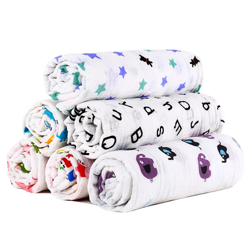 

Swaddle Muslin Bamboo Baby Swaddles For Newborn Baby Blankets Black & White Gauze Bath Towel