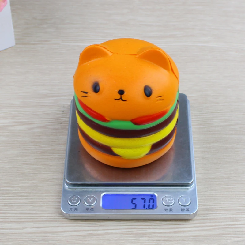Squishy Jumbo Kawaii 9.5cm Hamburger Cat Squishy Slow Rising Squeeze Bread Stress Relief Toys Phone Strap Squish Kid Juguetes
