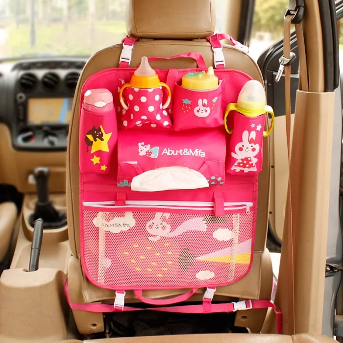Милая сумка для хранения на заднем сиденье с рисунком автомобиля, органайзер для хранения вещей, аксессуары для салона автомобиля - Название цвета: Rabbit Rose Red