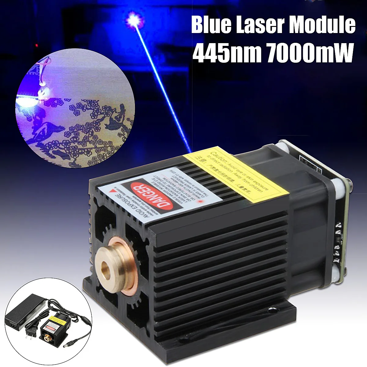 

EleksMaker 445nm 7W DC 12V 7000mW Blue Laser Module TTL/PWM With Heatsink For DIY Laser Engraver Machine