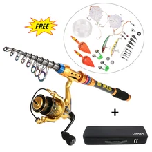 Lixada телескопическая удочка с катушка леска приманки Крючки комбо полный комплект портативная приманка стержень набор с рыболовной сумкой рыболовные снасти