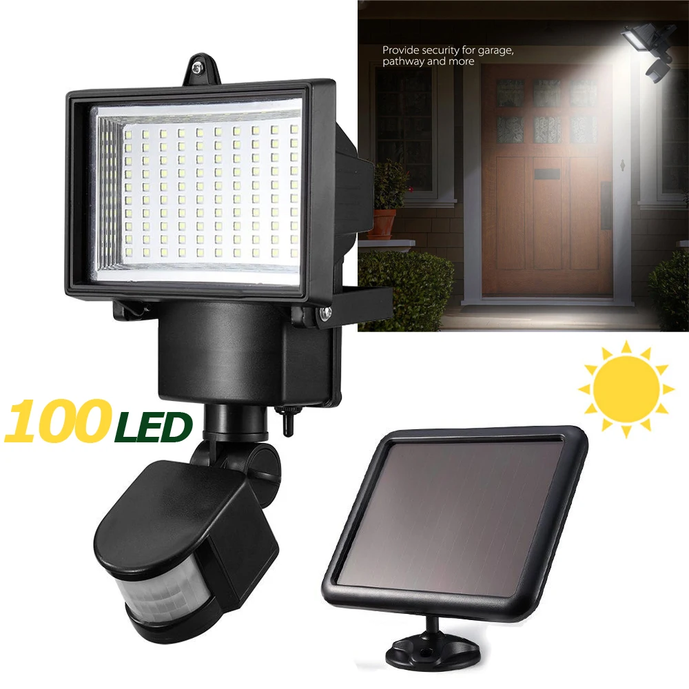 

Free Shipping 100Leds solar powered garden Lamp Outdoor LED Solar Powered Body Motion Sensor Lamp Floodlights Garden