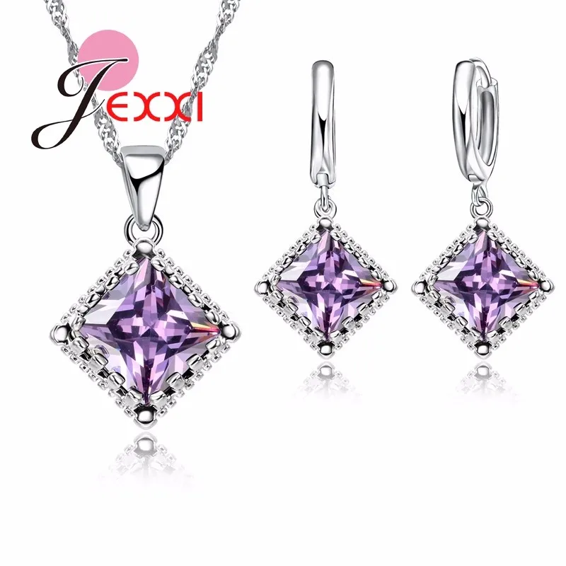Женская цепочка из серебра 925 пробы с квадратным кубическим цирконием|earrings