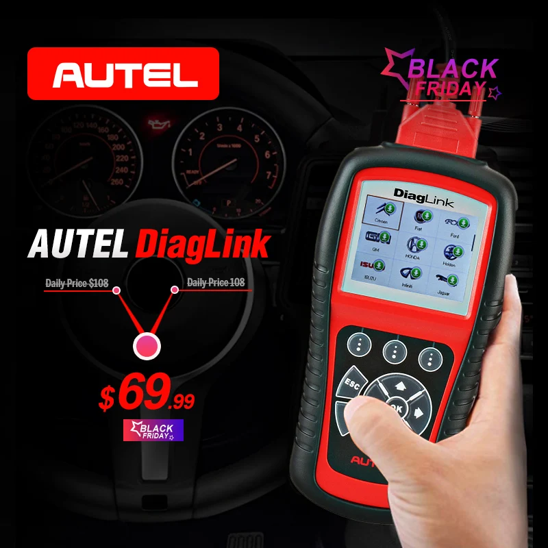 Koop AUTEL Diaglink OBDII EOBD Diagnostische Code Reader OLS EPB ABS Olie Reset SRS Transmissie Multi Taal OBD2 Scanner Tool