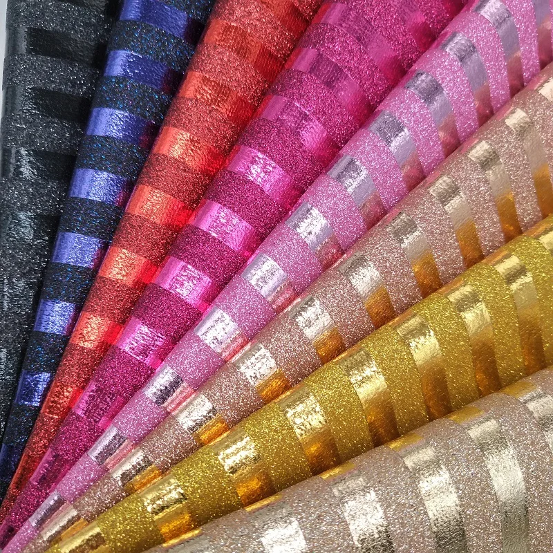 

1PC 21X29CM Synthetic Letaher, Cuero Sintetico Stripes Glitter Leather For Making Bows Accessories T33C
