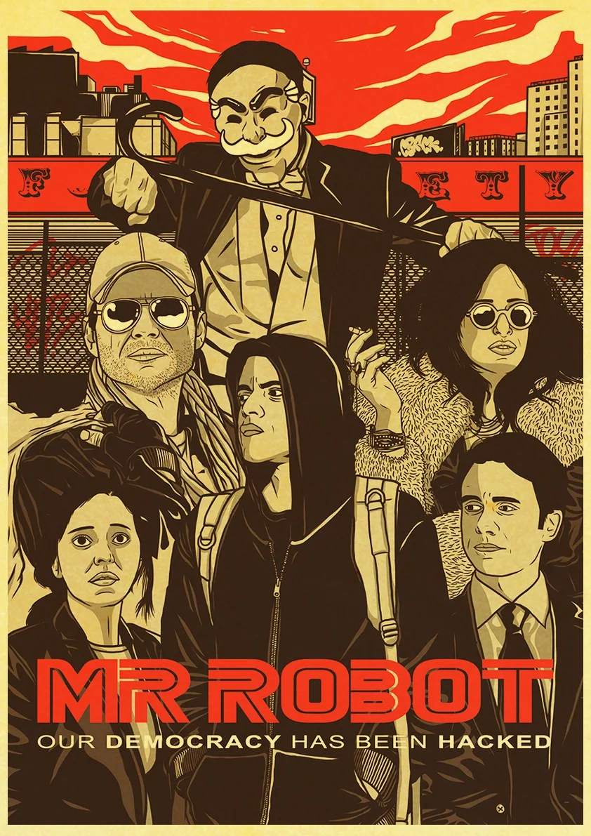 Ретроамериканский душевный триллер плакат с актерами сериала-Mr. Робот-наклейка для фильма стена крафт-бумага кино Декор/любовник коллекция