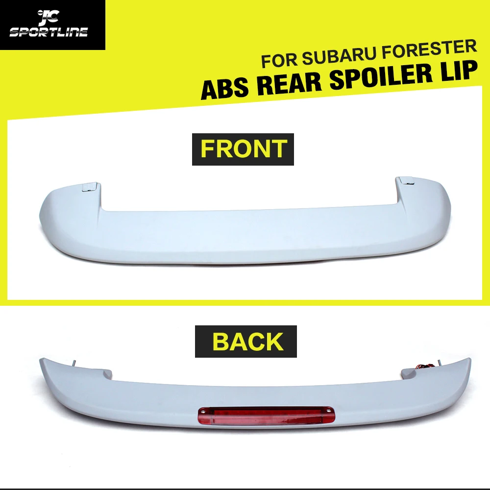 ABS unpainted auto car rear trunk spoiler boot lip with LED light for