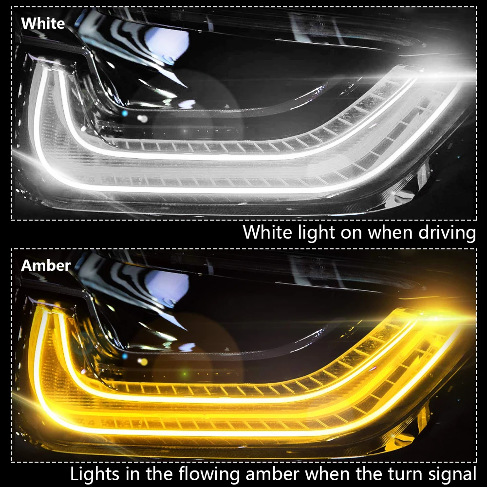 DRL полоска-фара для Фольксваген Гольф ПАССАТ Jetta Tiguan CC Touareg струящаяся Янтарная Автомобильная дневная ходовая лампа светодиодный DRL полоса