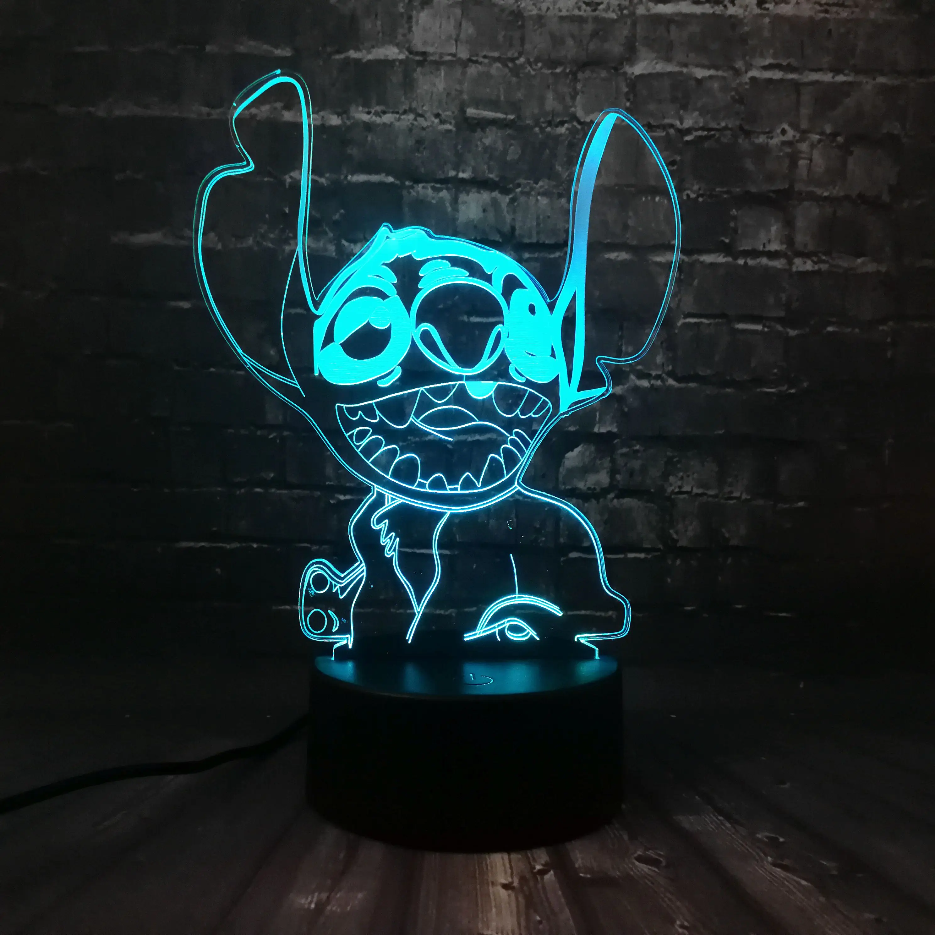 

Novel Cute Cartoon LED Illusion RGB Stitch 7 Color RGB USB Charge Battery Power Decor Home Desk Night Light Kids Holiday Gift