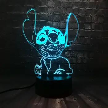 

Novel Cute Cartoon LED Illusion RGB Stitch 7 Color RGB USB Charge Battery Power Decor Home Desk Night Light Kids Holiday Gift