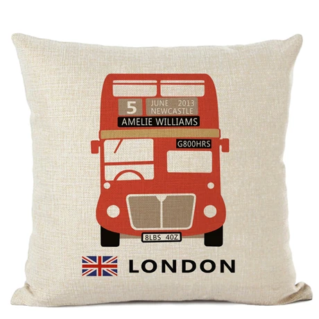 Customized Cushion Cover Scandinavian Umbrella Cushion Wedding Cotton Linen Printed Home Sofa Decor Bus White Almofada - Цвет: 06