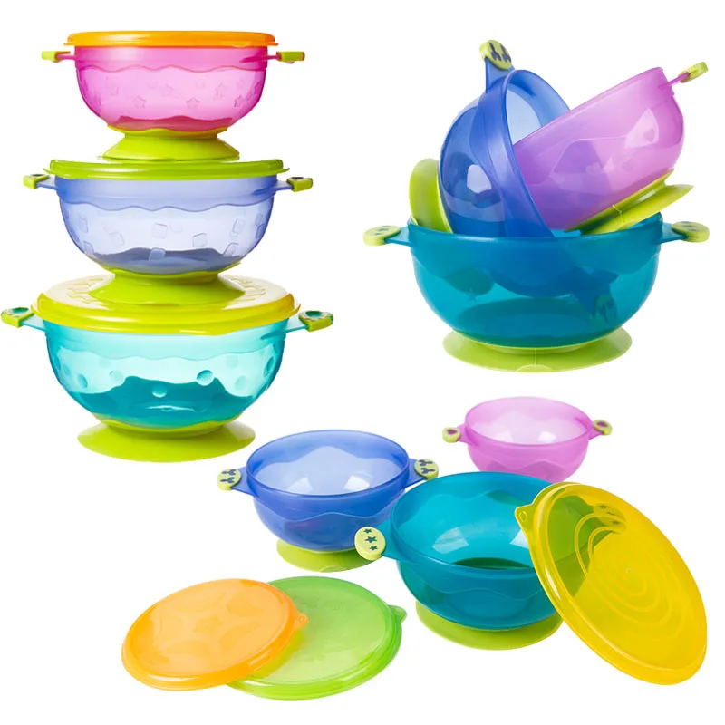 BUY 1 GET 2 FREE Baby Dishes Baby Suction Bowl Non Spill Dustcover Baby