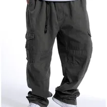 Для мужчин штаны с эластичной резинкой на талии Свободные мешковатые брюки-карго мужские в стиле "хип-хоп" Штаны оверсайз впитывает пот и Штаны Повседневное в стиле «хип-хоп», длинные штаны с Для мужчин s, хаки, серый, черный