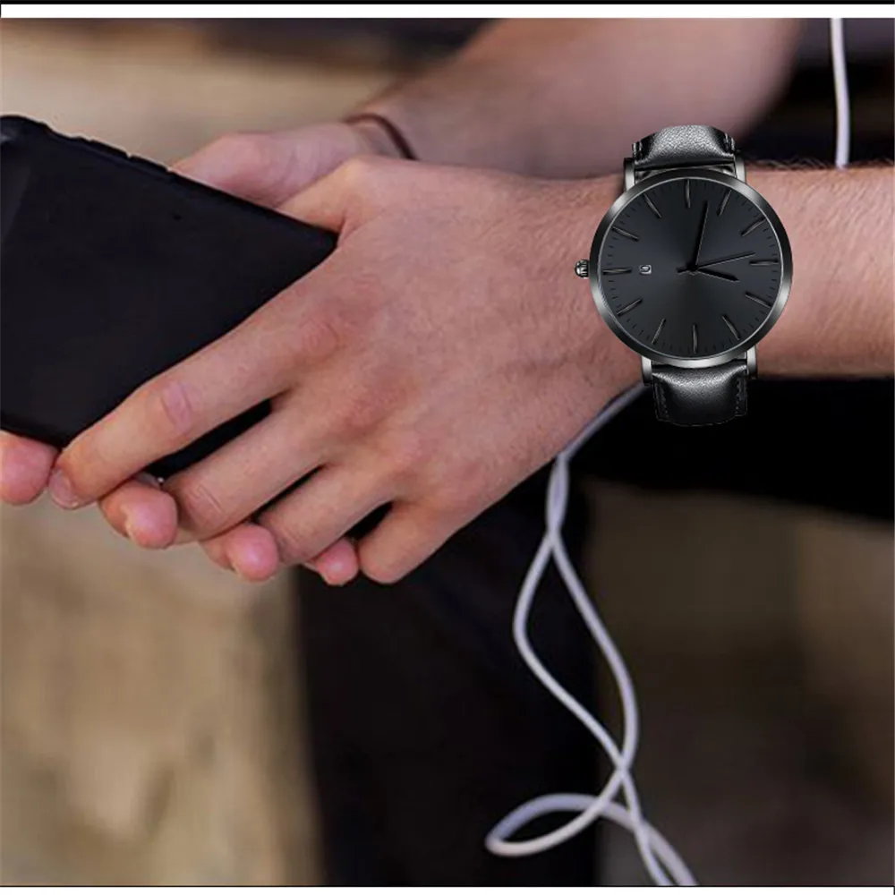 Ультра тонкие часы для мужчин бизнес повседневное дизайн часы нержавеющая сталь пара кварцевые аналоговые наручные часы reloj hombre Горячая#10