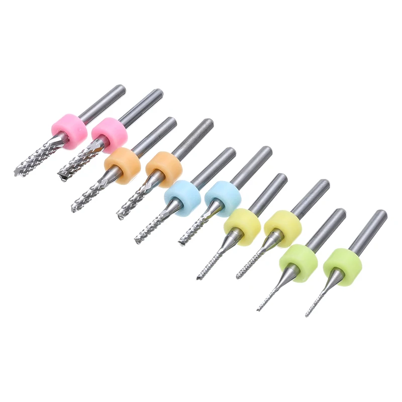 10PCS 1/1.5/2/2.5/3mm Micro Drill Bits Set Carbide Engraving Drilling Bit for PCB CNC Rotary Cutter Milling Cutting Tools