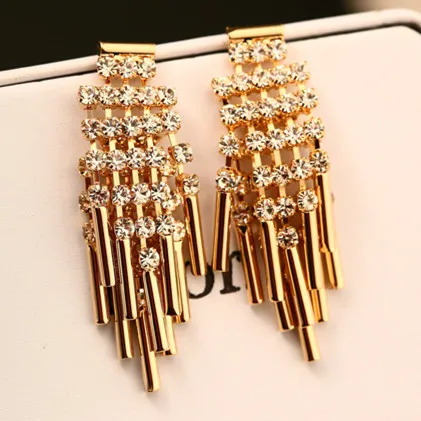 Chandelier Evening Earrings Fashion Rhinestone Tels Dangle Chandelier Evening Earrings Fashion Rhinestone Tels Dangle Earring For Women Luxury Gold Plated Accessories Party