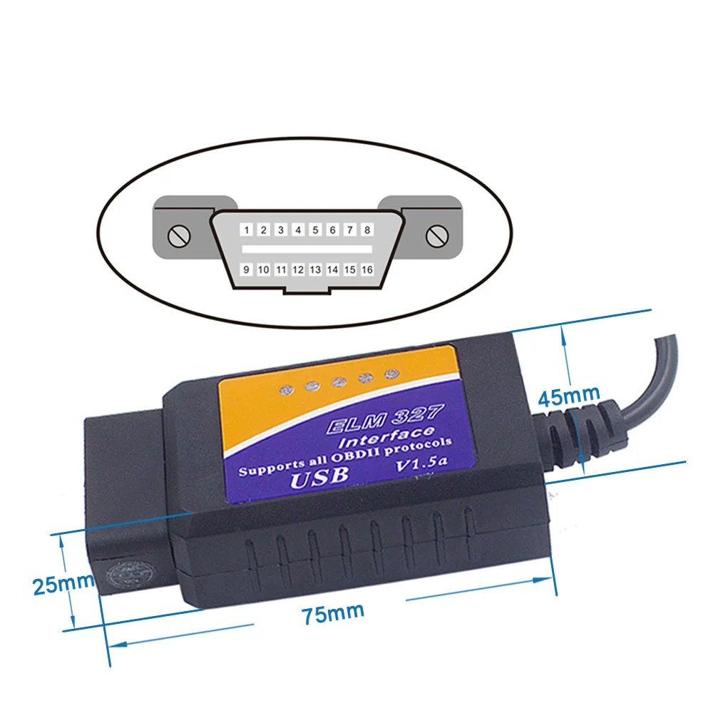 Диагностический сканер ELM327 USB интерфейс OBD2 диагностический инструмент без чипа