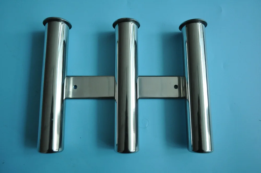 3 tube rod holder triple stainless steel 316 vertical