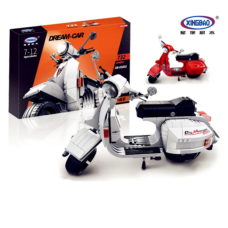 

IN STOCK XINGBAO 03002 732Pcs Genuine Creative Technic Classic Series The Vespa P200 Moto Building Blocks Bricks Boy Toys Model