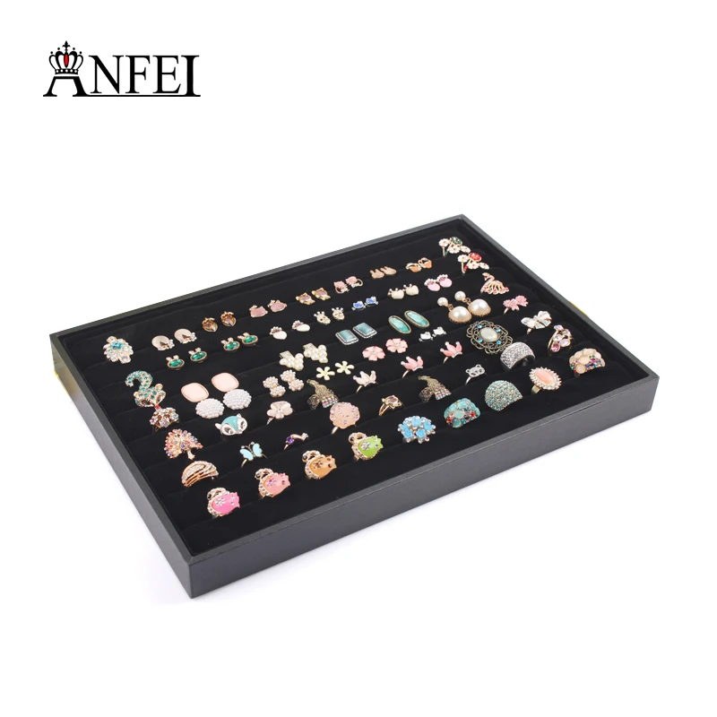 Image New Fashion Black Ring Earrings Bracelet Necklace Velvet Jewellery Display Box Cufflinks Storage Case Organizer