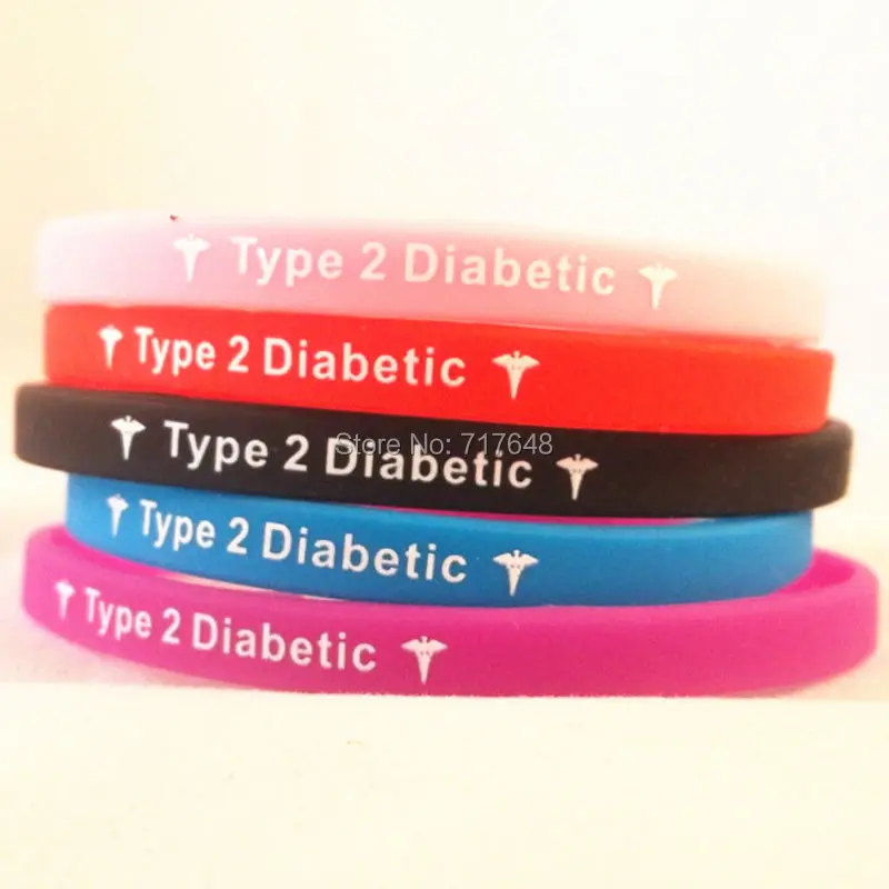 Pcs A Lot Type  Diabetic Silicone Wristbands Bracelets Bangle Wristbands Free Shipping Fedexchina