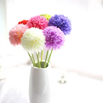 

10Pcs/Set Ball Onion Silk Artificial Hydrangea Foam Flower Bouquet Pom Poms for Home Wedding Decoration