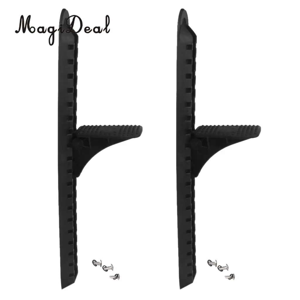 2 Pcs 18 inches Length Durable Black Nylon Kayak Foot Brace Pedal Kit with Trigger Lock for Canoe Pedal Inflatable Boat Dinghy