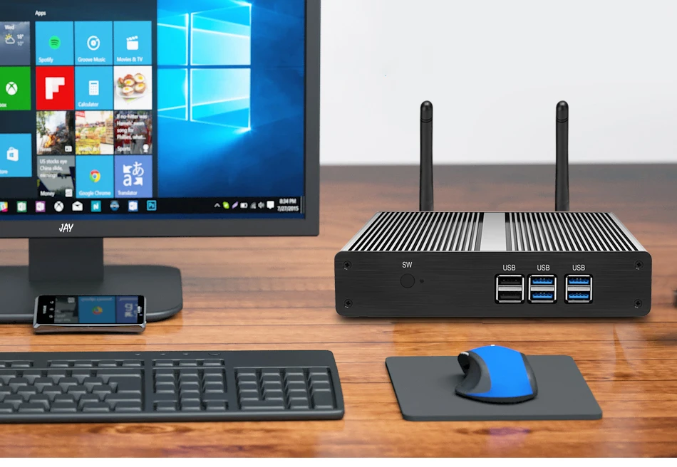 XCY Intel Core i3 7100U i5 7200U мини-ПК с Windows 10, Linux, HTPC, HDMI, VGA, 6xusb Wi-Fi неттоп компактный настольный компьютер без вентилятора