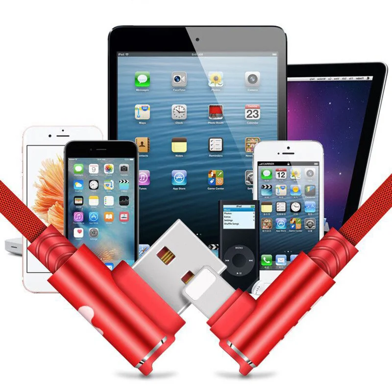 

2M 90 Degree Micro USB Cable 2.4A Fast Charging Charge Data Cord Cable For Samsung Xiaomi for iphone Android Mobilie Phone Cable