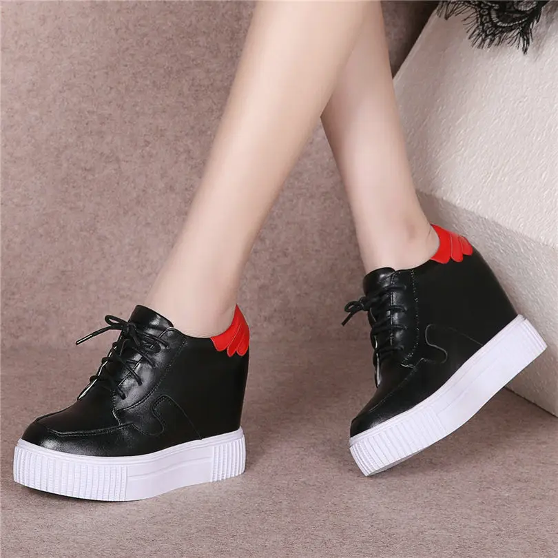 Lace white black Up white Femmes Casual Nayiduyun Slip Hauts Cuir On Chaussures Pour Plate Véritable Coins Oxford À Escarpins Sneakers Talons Blanc Up forme Black On Soirée De En Noir qxF1fgB