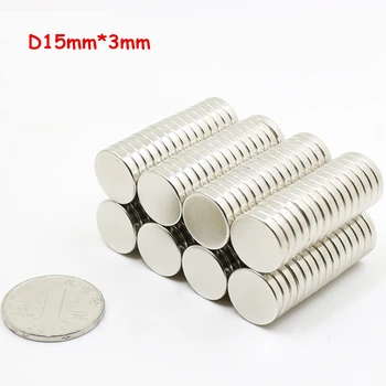 

free shipping 100pcs 15mm x 3mm 15x3 N35 Neodymium Permanent Super Strong Magnet Rare Earth NdFeB Magnet