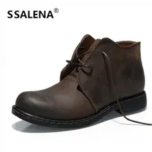 Мужские теплые ботинки на меху Мужская зимняя Удобная теплая кожаная обувь, мужские Нескользящие уличные ботинки в британском стиле, AA51599
