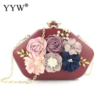 

Luxury Women Handbag Designer Flower Clutch Evening Bags Ladies 2019 Pink Handmade Evening Bags Wedding Clutches Purse Female
