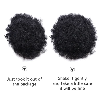 High Afro Puff Ponytail Drawstring Chignon Hairpiece Short Synthetic Kinky Curly Fake Hair Bun Updo Clip in Hair Extensions 4