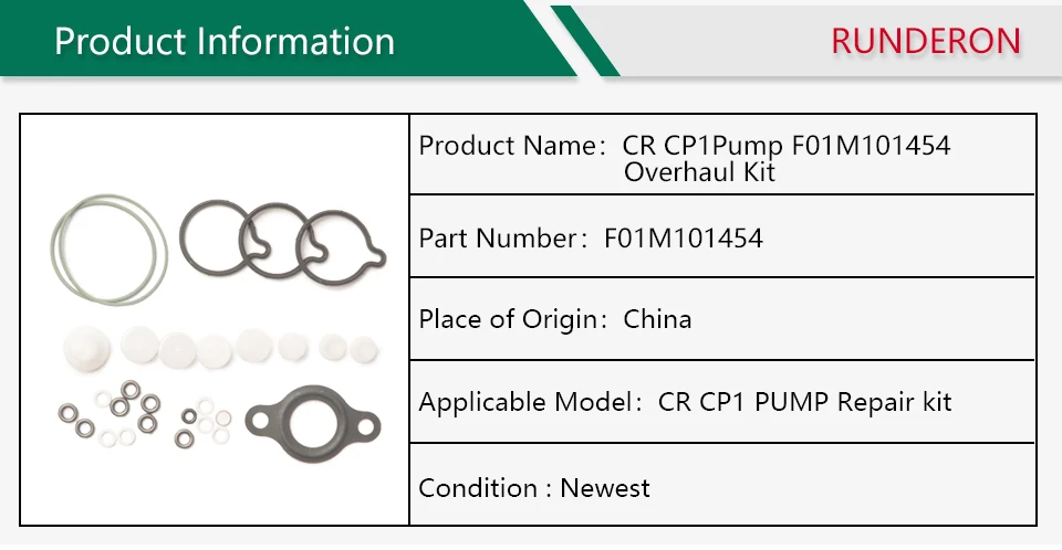 RUNDERON дизель запасные части Common Rail CP1 топливный насос ремонтный комплект F01M101454 полный набор прокладок шайба прокладка