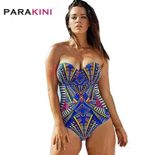 Африканский этнический принт сдельный Купальник с бюстгальтер с вкладышами пуш ап купальники для женщин купальный костюм Пляжная одежда бандо Монокини