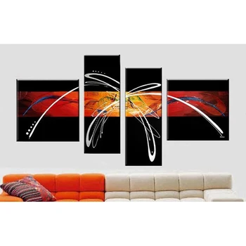 

modular picture the paintings on the wall hand painted canvas oil paintings abstract red black wall pictures for living room 4p
