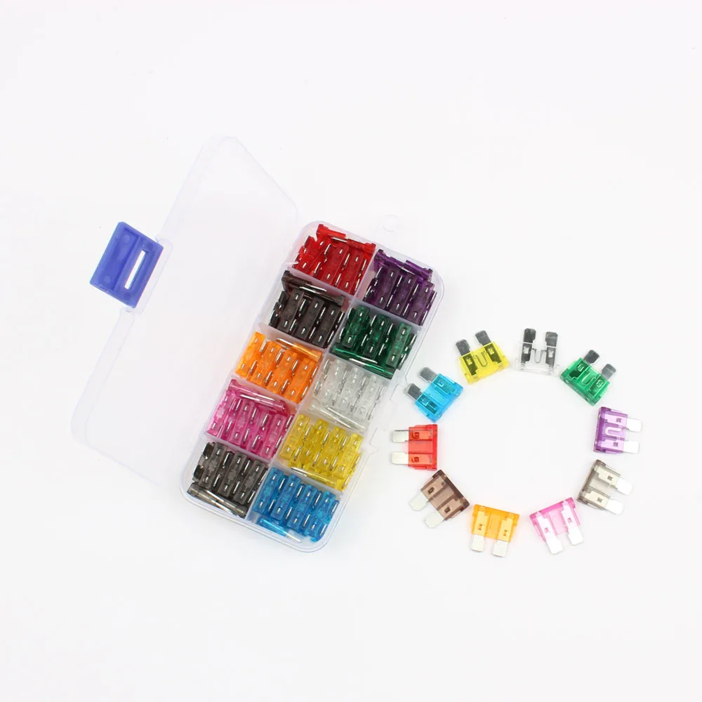 

100pcs Auto Automotive Car Boat Truck Blade Fuse Box Kit Assortment 2A 3A 5A 7.5A 10A 25A 30A New standard