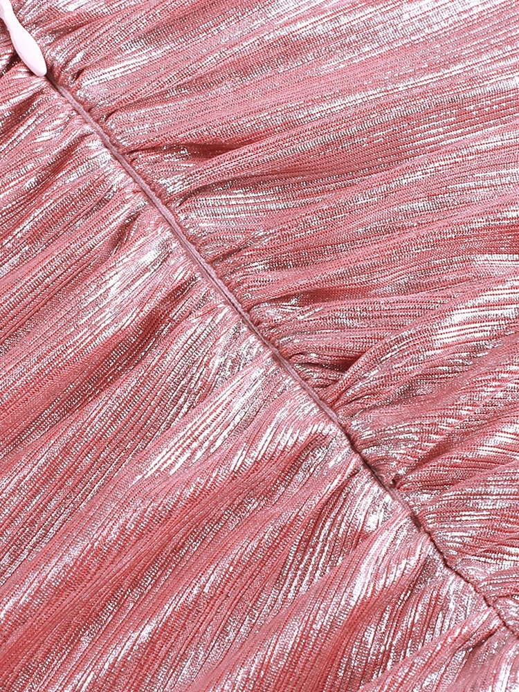 Ocstrade Розовый V шеи без рукавов Мини спинки Bodycon платье HI1050-Pink