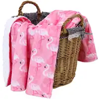 Muslinlife New Luxury Minky Dot Blanket Soft Warm Winter Swaddle Baby Blanket 2 Layers Flannel Blanket Flamingo 70*100cm