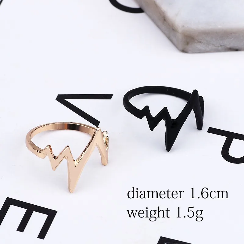 Кольцо с электрокардиограммой для мужчин и женщин|black gold|ring blackblack gold jewelry |