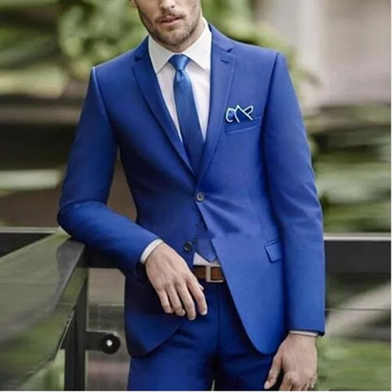 

Classic Royal Blue Wedding Suits For Man Custom Made Groom Tuxedos Wedding Prom Suit Mens Formal Wear (jacket+pant)