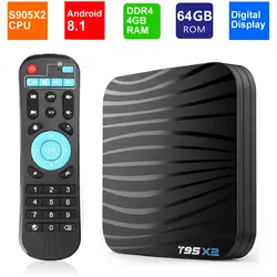 T95X2 Android 8,1 Smart ТВ коробка 4 GB 64 GB Amlogic S905X2 4 ядра 2,4G Wi-Fi H.265 4 K Netflix Youtube Media Player T95 X2 Set Top