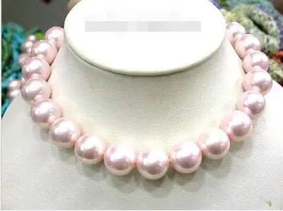 

FREE SHIPPING HOT sell new Style >>>> 18" 16mm pink round south sea shell pearls necklace