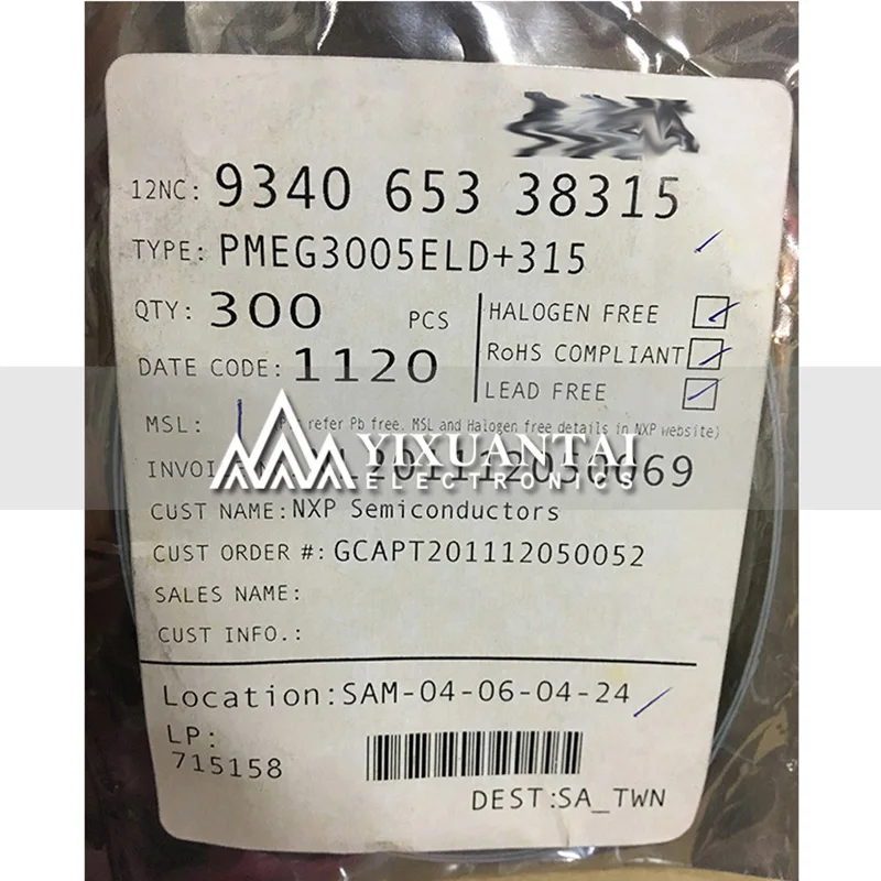 50 шт./лот 100 500 Бесплатная доставка! Новый оригинальный PMEG3005ELD PMEG3005 SOD882 |